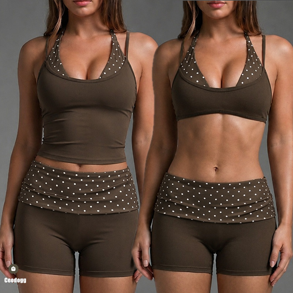 Pilate Yoga Workout - Polka Dot Women Strap Halter Yoga